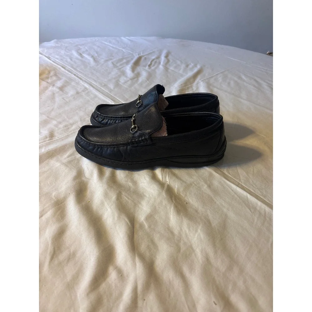 Pierre Cardin Loafers Men 43 Black Fair Leather Horsebit Slip On Dress Shoes